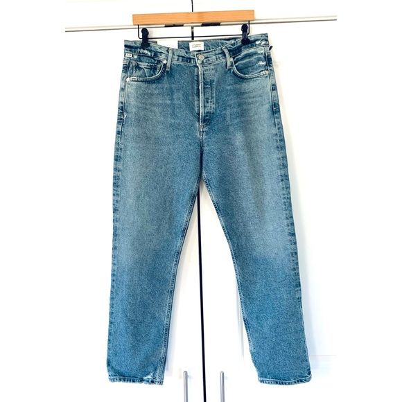 Citizens of Humanity Charlotte Jeans Straight Leg Crop Distressed Demin Size 31 - Picture 1 of 10
